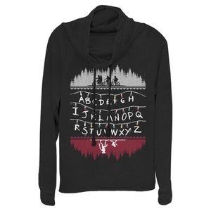 Stranger things sweater medium alphabet Christmas lights demogorgon cowl neck